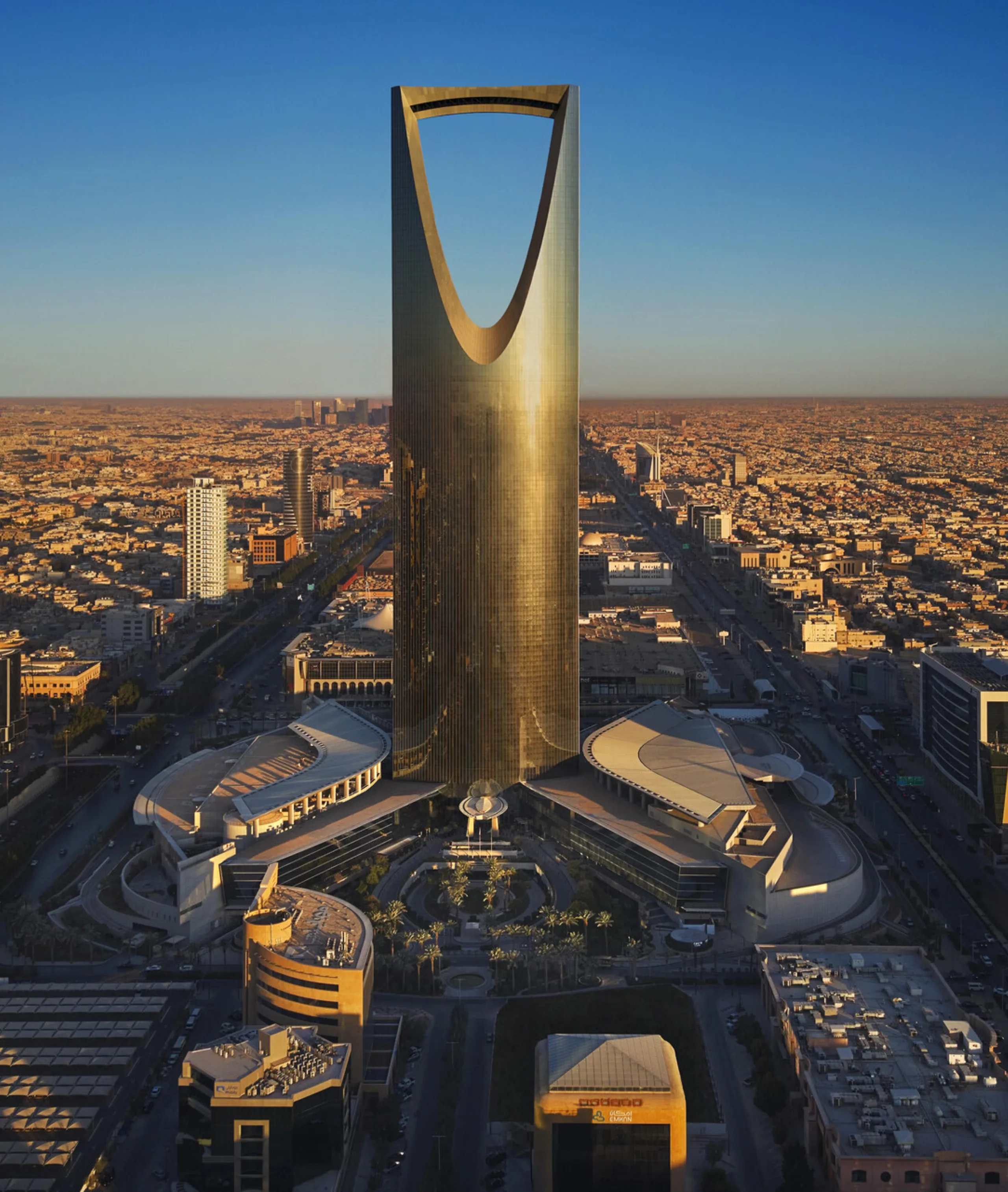 Kingdom Centre tower rising over the Riyadh skyline