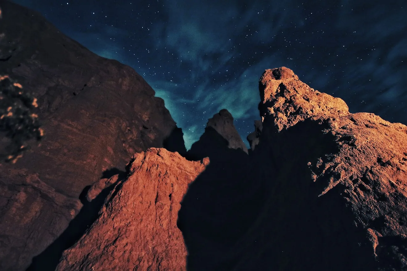 Desert rock formations at dusk