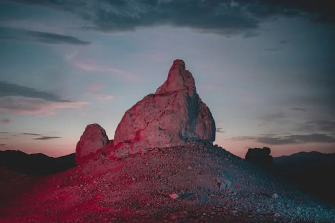 Desert rock formations at dusk