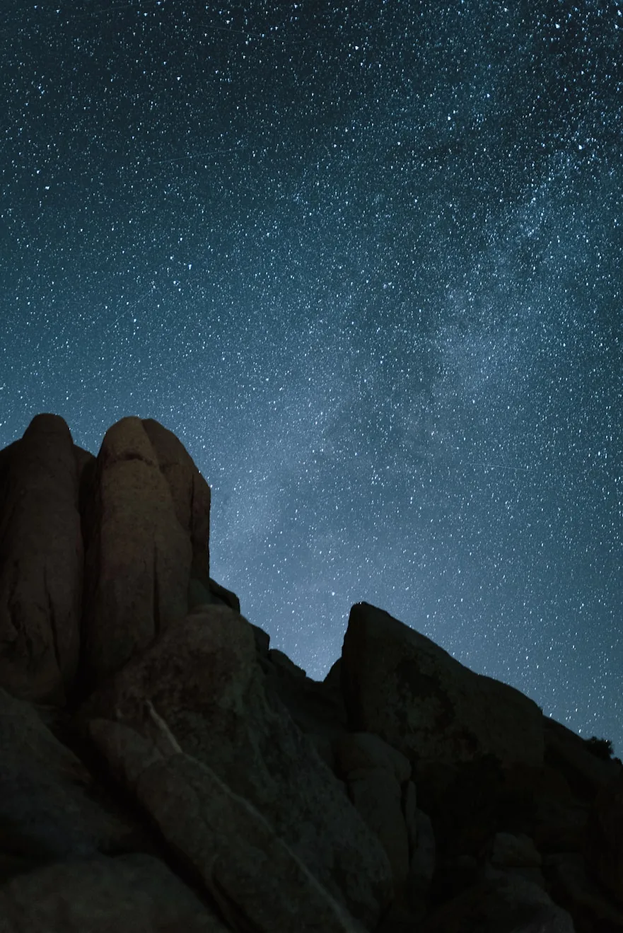 Desert landscapes under the night sky